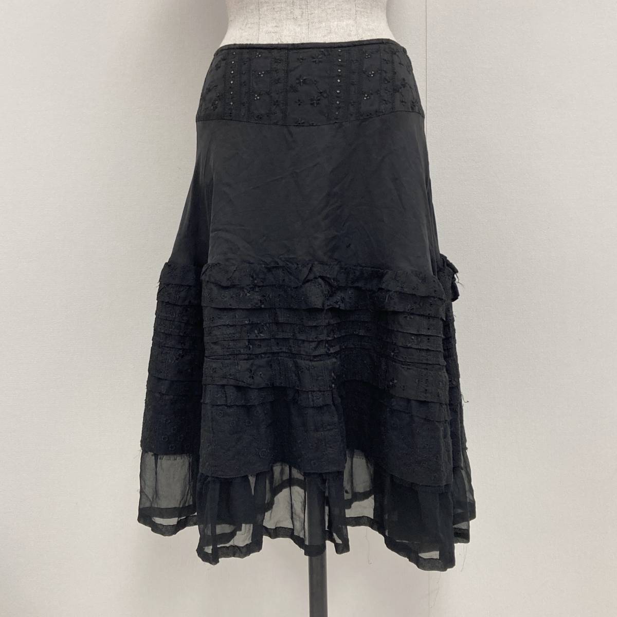 AD2005 tricot COMME des GARCONS レース フリル シースルー ティアード スカート 黒 Sサイズ トリココムデギャルソン archive 3080147_画像1