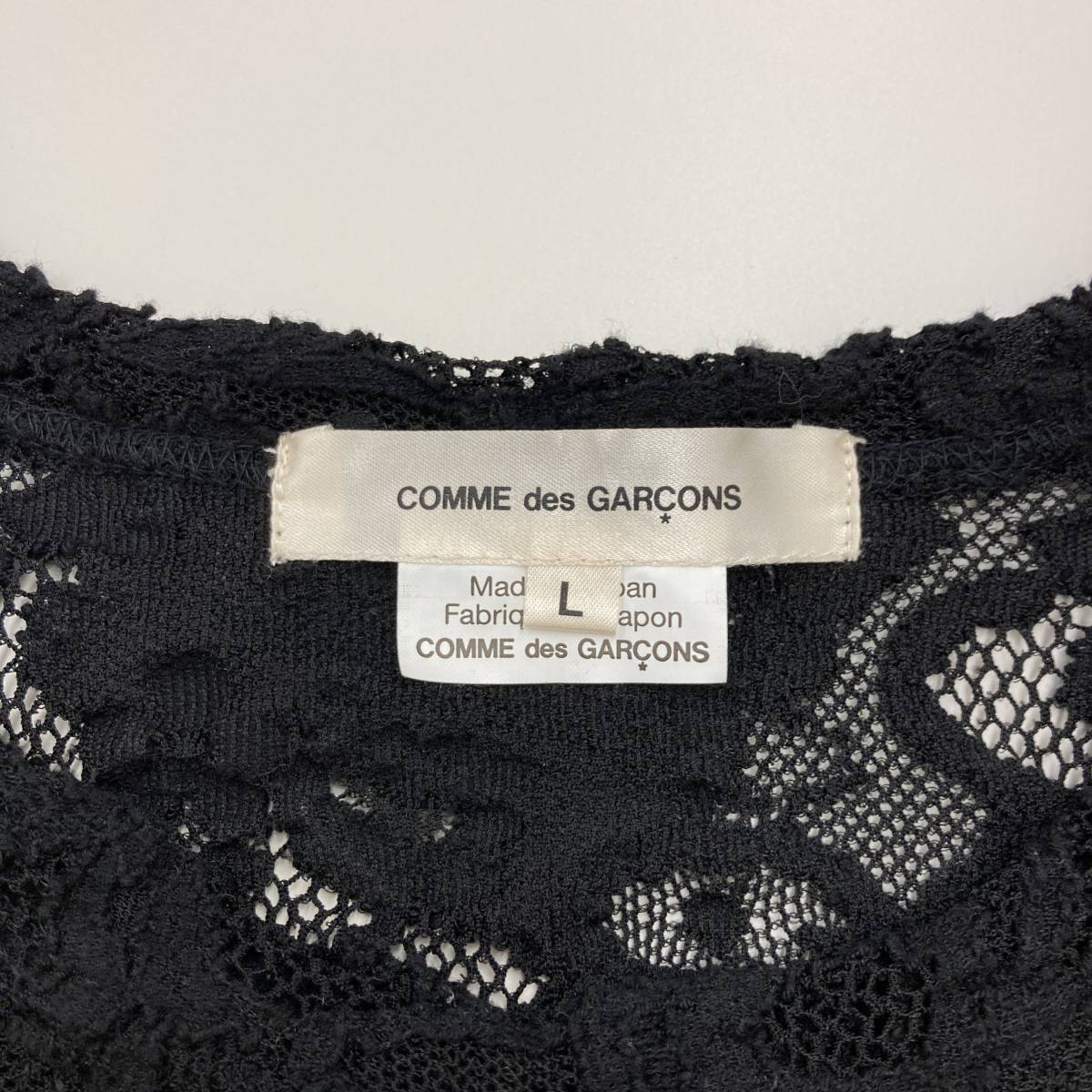 20SSoru Land COMME des GARCONS race see-through long sleeve cut and sewn black L size Comme des Garcons T-shirt mesh archive 3080098
