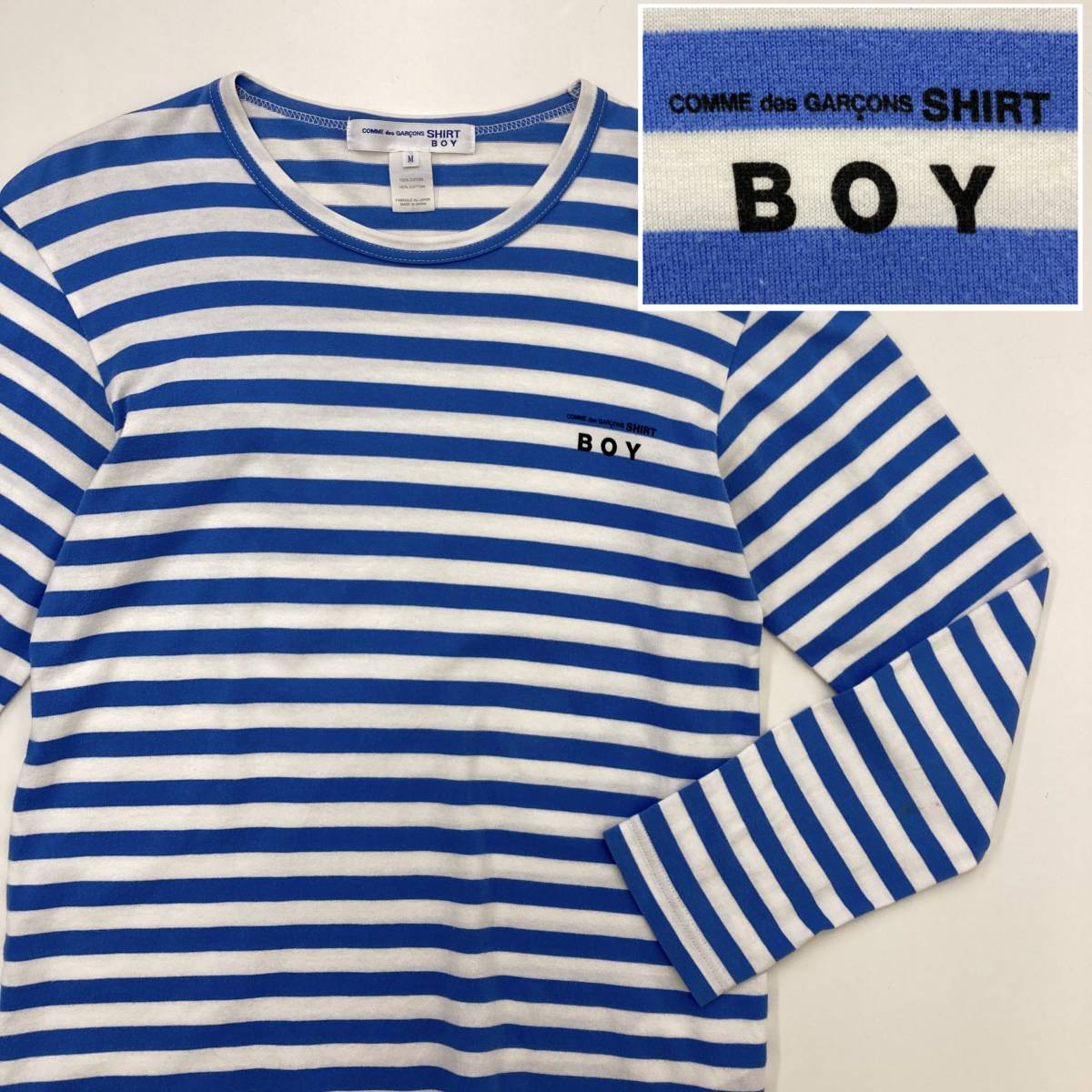 COMME des GARCONS SHIRT BOY Logo окантовка трикотажный джемпер с длинным рукавом M размер Comme des Garcons рубашка Boy футболка long T archive 3090250