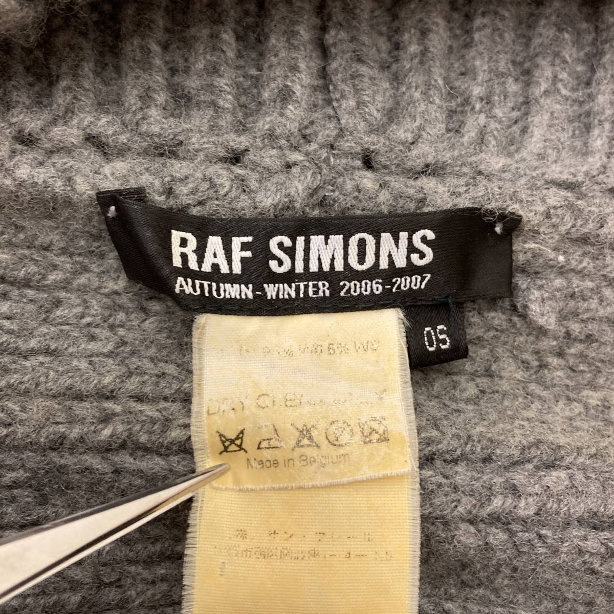 RAF SIMONS 06AW 変形 ニット スヌード ハイネック グレー OSサイズ ラフシモンズ マフラー セーター VINTAGE archive 3080457_画像4