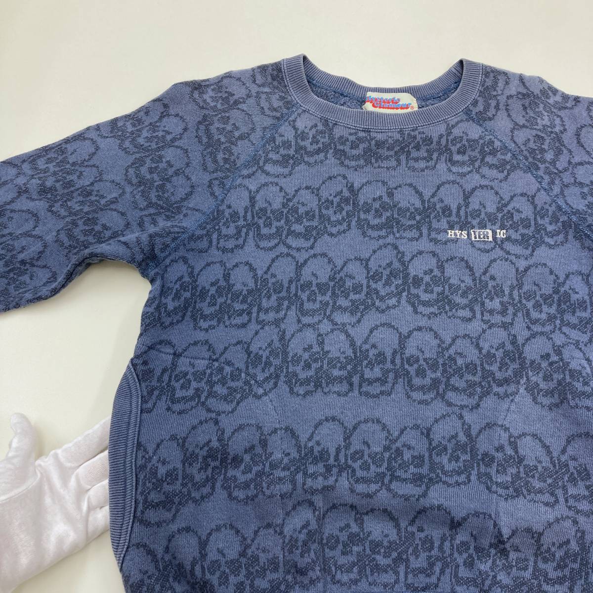 90s HYSTERIC GLAMOUR Skull border total pattern Logo embroidery sweat Hysteric Glamour sweatshirt .. the first period VINTAGE archive 3050319