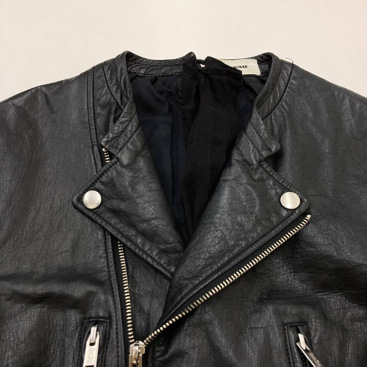 UNDERCOVER 2013SS fringe silk switch Rider's leather jacket black 1 size undercover blouson archive 3070626