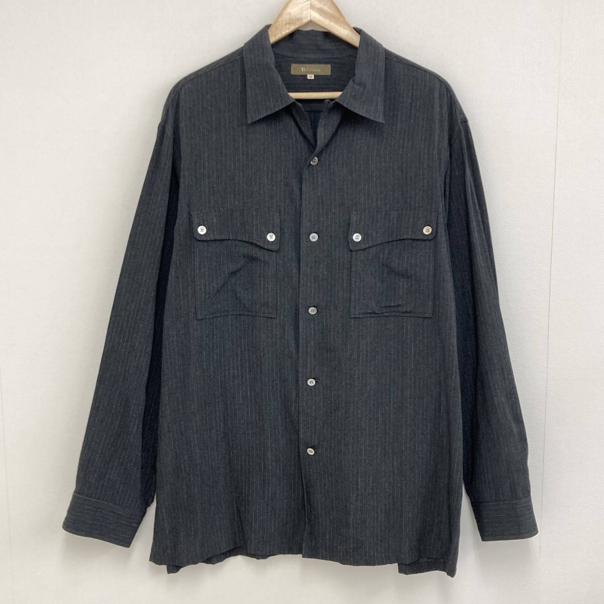 90s Y's for men レーヨン オープンカラーシャツ オーバーサイズ ストライプ ワイズ ヨウジヤマモト 開襟 長袖 VINTAGE archive 3100009_画像1