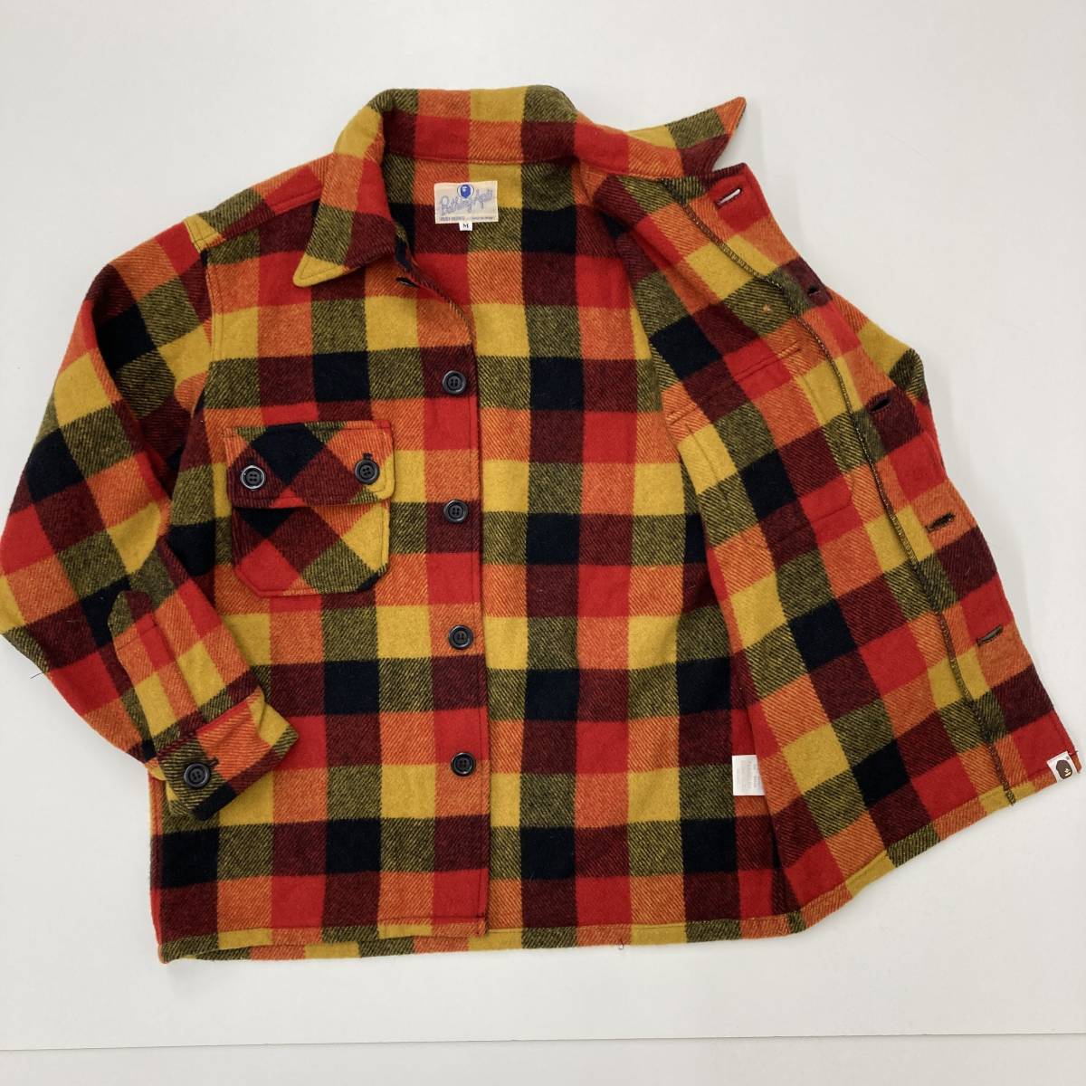  rare most the first period A BATHING APE check wool CPO jacket M size A Bathing Ape Rav jene check VINTAGE archive 3090231