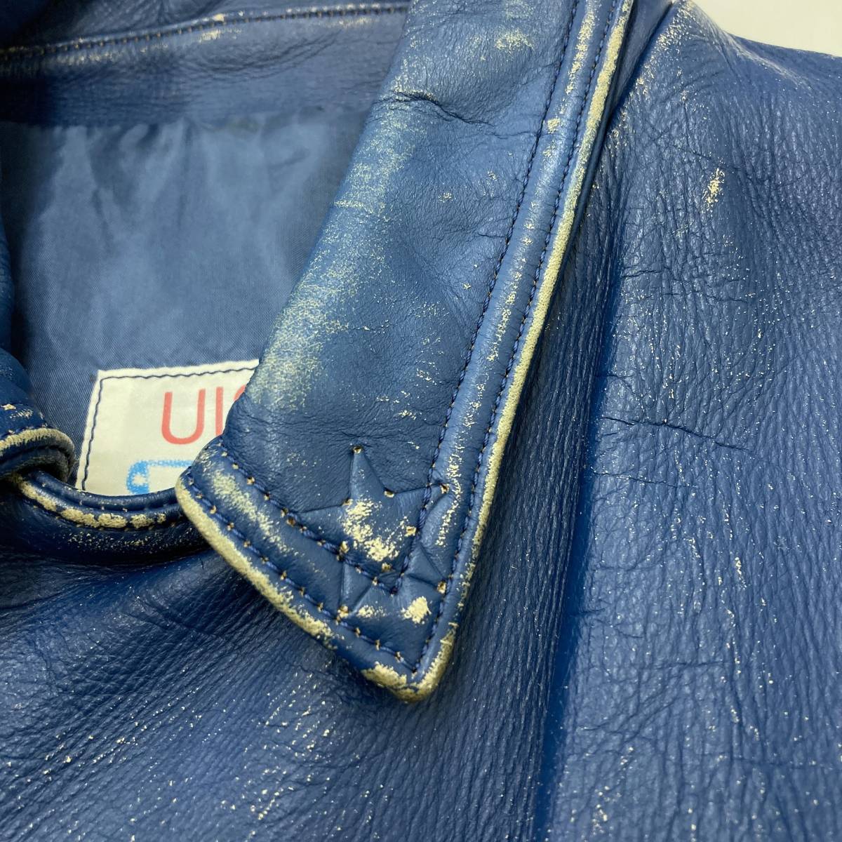  немедленно полная распродажа UNDERCOVER 2014SS one Star Vintage обработка Rider's кожаный жакет голубой undercover блузон archive 1515