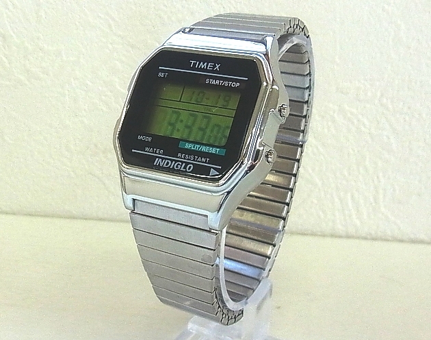 ★腕時計 タイメックス TIMEX INDIGLO インディグロ T78587 デジタル 金属製伸縮ベルト 30M防水 クオーツ メンズ 極美品★_画像1