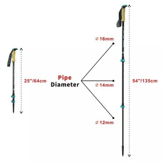 【送料無料】追跡あり 195グラム/ピースカーボンファイバ 外部クイックロックトレッキングポールハイキング望遠鏡スティックノルディック_画像8
