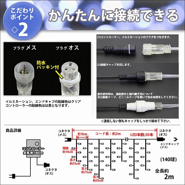  Christmas rainproof illumination ... light illumination LED 2m 140 lamp green green 8 kind blinking A controller set 