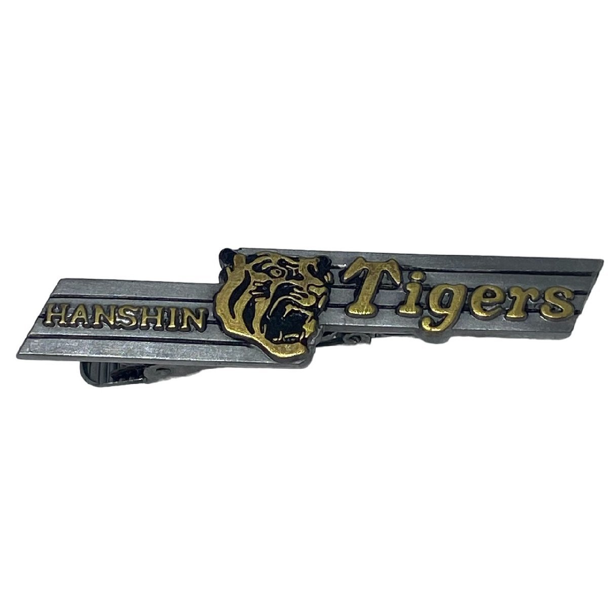 USED Hanshin Tigers necktie pin matted silver color tiepin Thai bar HANSHIN Tigers men's suit new go in company member company *84 after ..