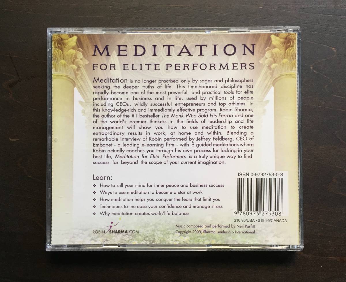 ●【CD】『 MEDITATION FOR ELITE PERFORMERS 』ROBIN SHARMA ロビン・シャーマ【英語】●リーダーシップ エリートパフォーマンス 自己発見_画像2