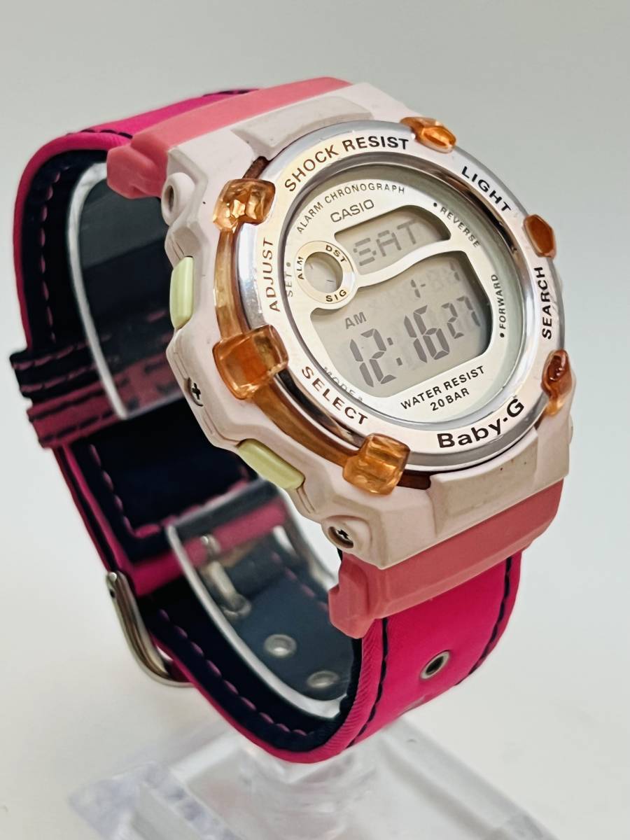 動作　CASIO カシオ BABY-G ベビージー BG-3003V 腕時計 クオーツ デジタル カレンダー 多機能 ナイロンベルト ピンク_画像3