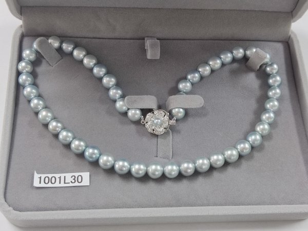 1001L30　極美品本真珠　あこや　ネックレス　宝石鑑別書付　箱付　刻印　約47ｇ