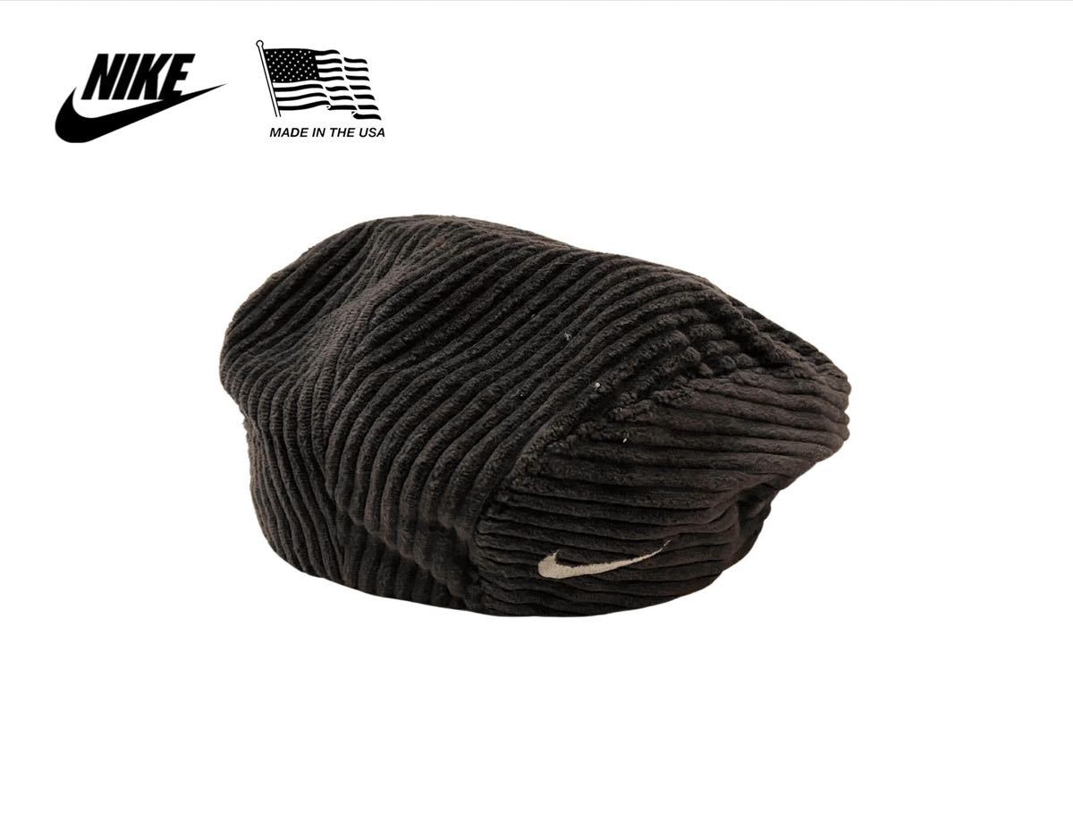 USA製 NIKE 太畝 コーデュロイ ハンチング USA ビンテージ JORDAN ナイキ OLD キャスケット ハンチング ベレー帽