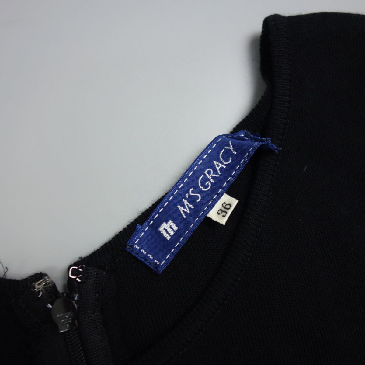 美品 M’SGRACY エムズグレイシー 日本製 クローバー装飾半袖ワンピース ドレス 36 レディース_画像5