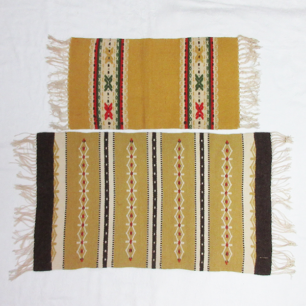 2 pieces set # Finland mat table Runner embroidery fringe Vintage retro 