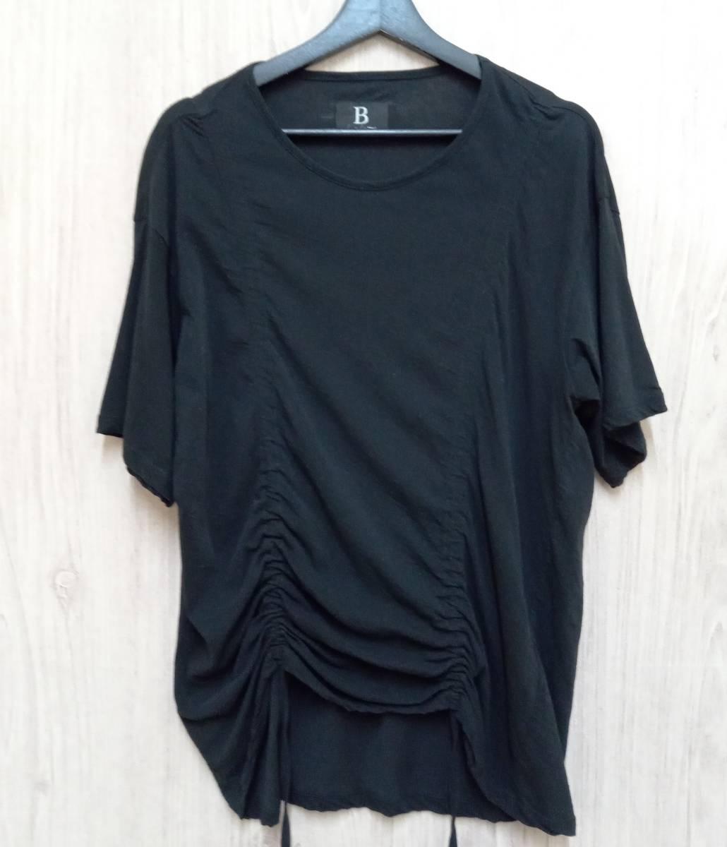 b yohji yamamoto/ビー ヨウジヤマモト/半袖Tシャツ/NH-T60-071/クルーネックギャザーtシャツ/ブラック/サイズ2