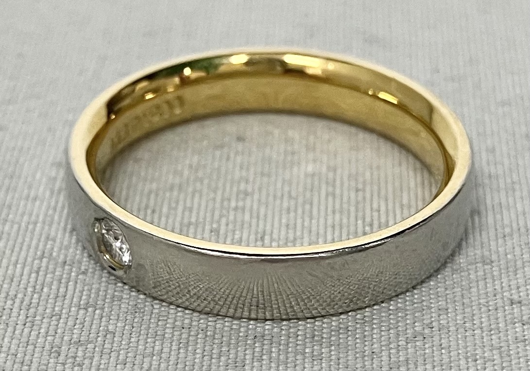 【値下げ】 指輪 リング 4.6g 11号 0.05ct ダイヤ Pt900 K18 プラチナ コンビ ゴールド プラチナ台