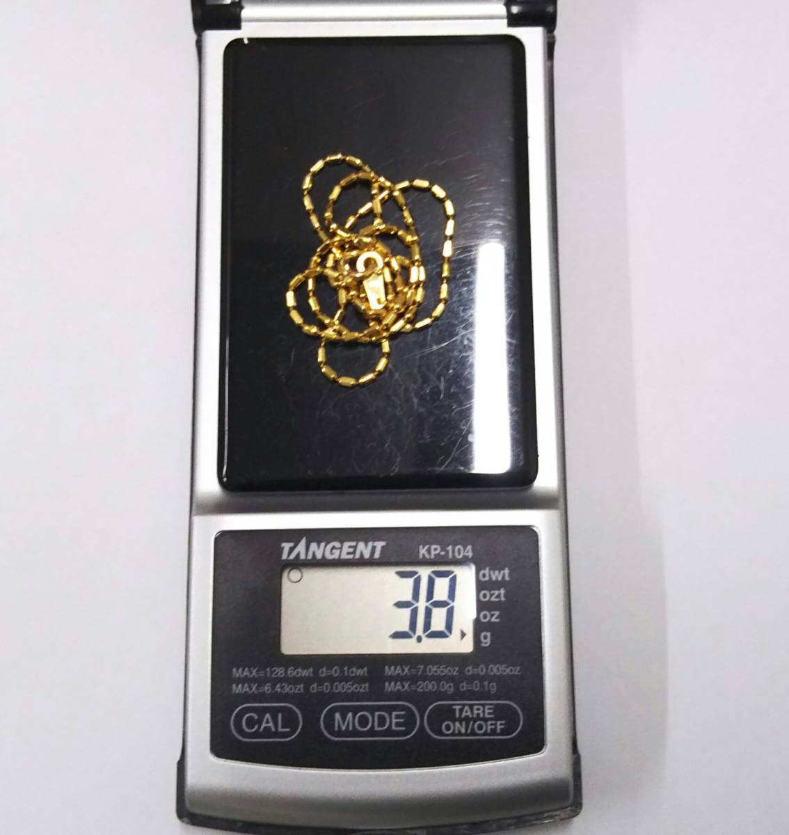 【クリーニング済】K18 総重量約3.8g 約40cm バー デザイン チェーン ゴールド ネックレス_画像6