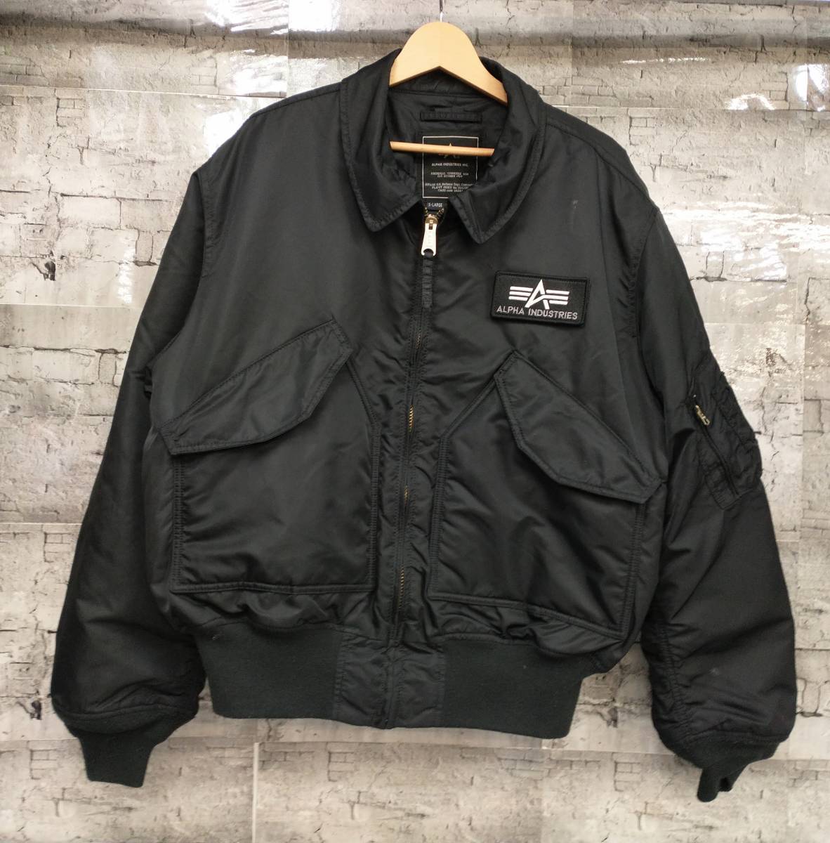 ALPHA INDUSTRIES アルファ インダストリーズ CWU-45 フライトジャケット ミリタリージャケット サイズXL ブラック_画像1