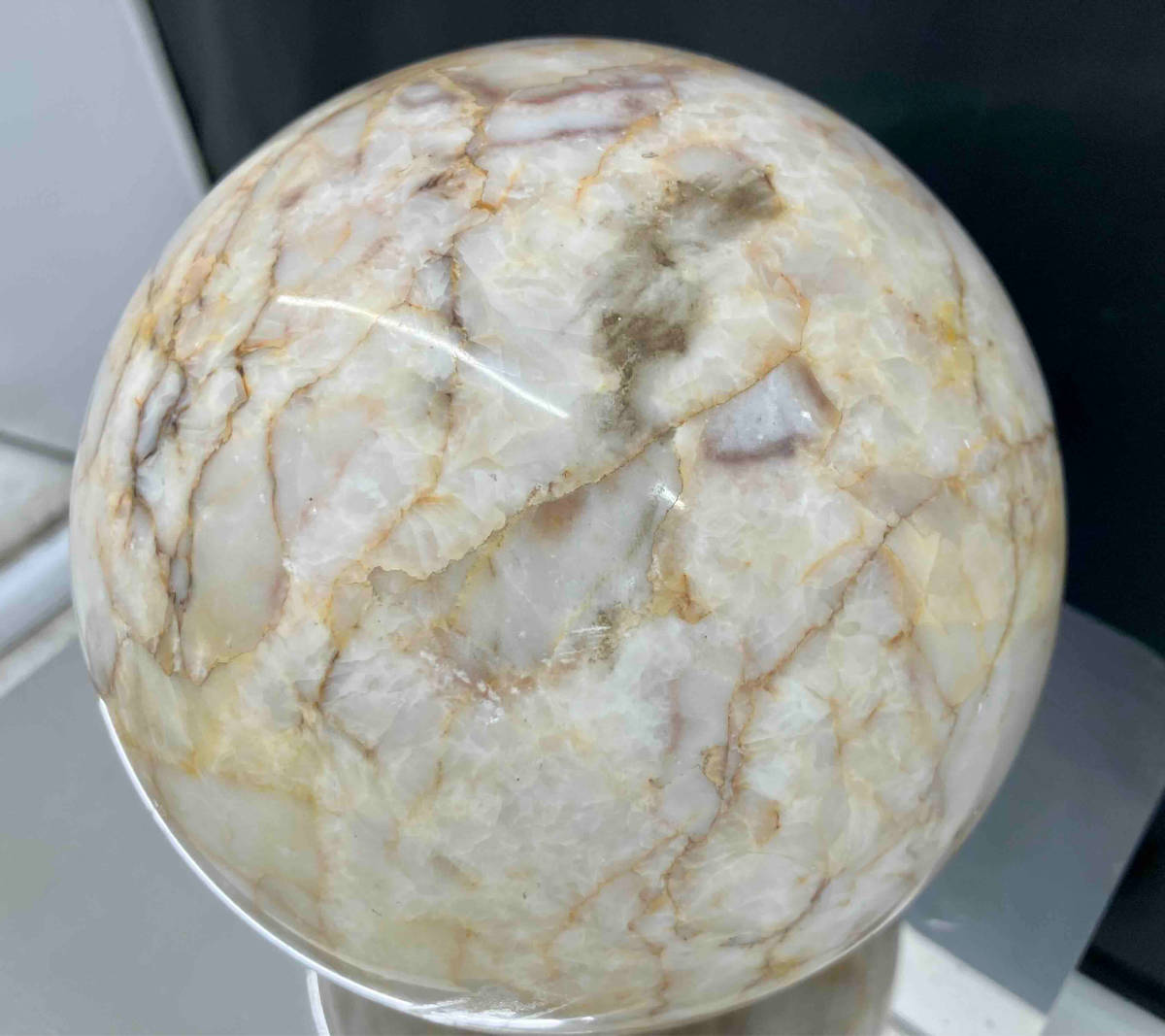 天然石 置物 約16.3kg (球体 約4.9kg)-