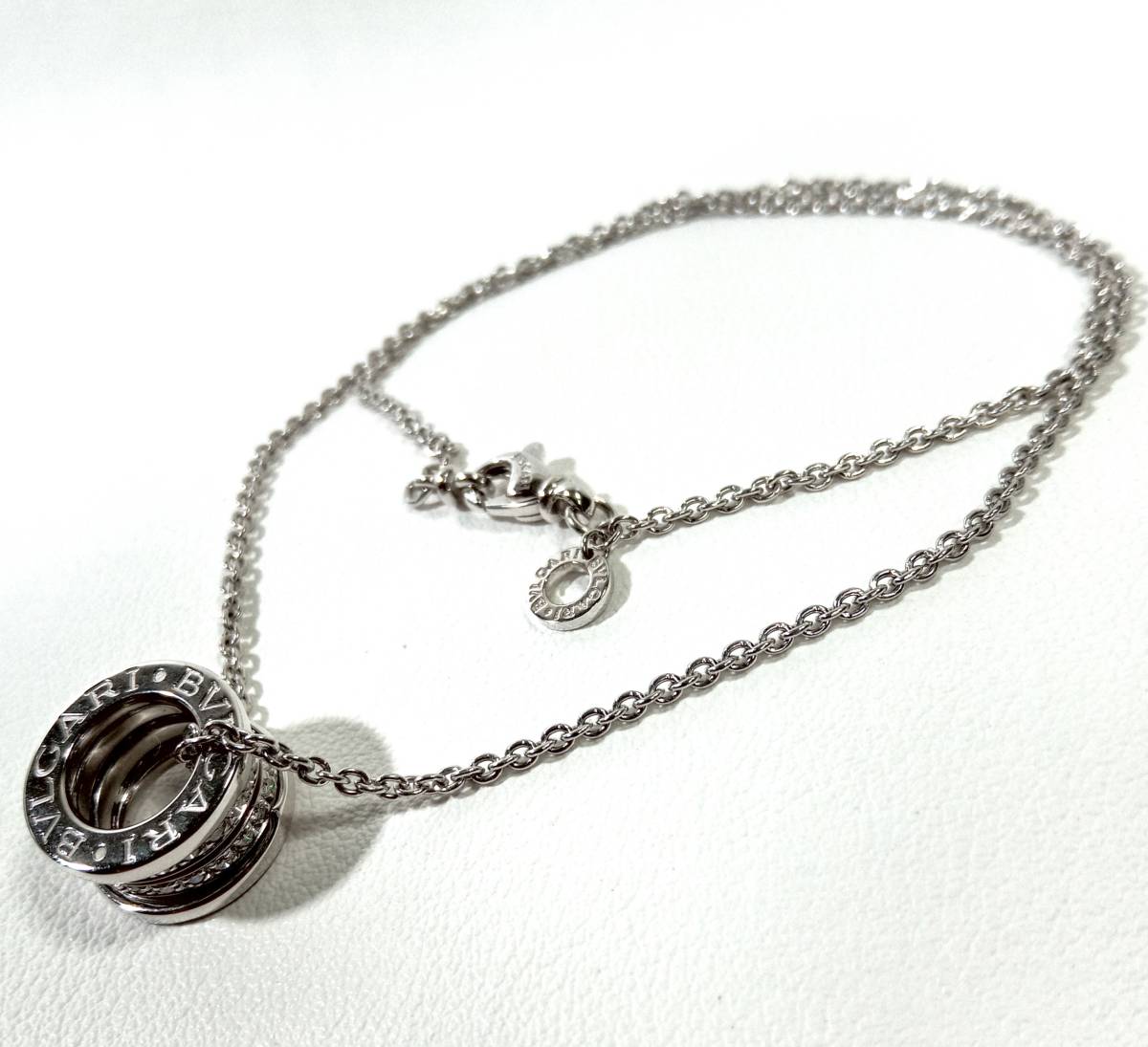 上品スタイル 【箱付】ブルガリ/BVLGARI/B‐zero1/K18WG/ダイヤ付/40cm/11.7g ネックレス