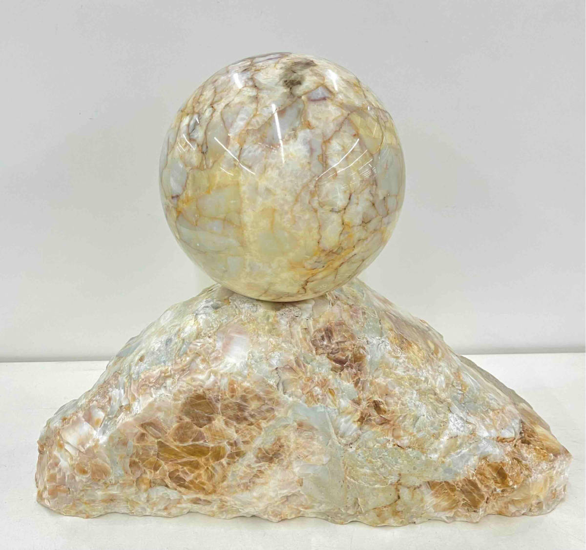 天然石 置物 約16.3kg (球体 約4.9kg)-