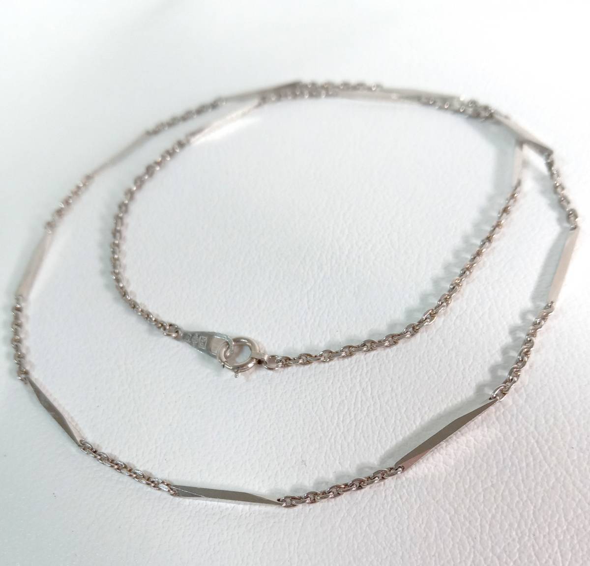 安価 【切子】Pt900/デザインネックレス(引き輪刻印はPtのみ)/42cm/ 7.6g プラチナ