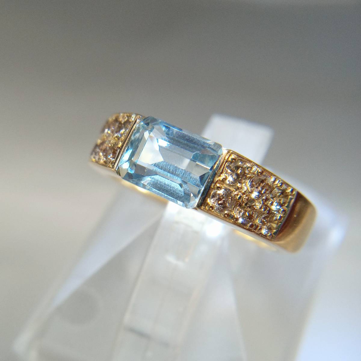 ご予約品】 天然ブルートパーズ1.36ct ダイヤモンド0.3ct イエロー