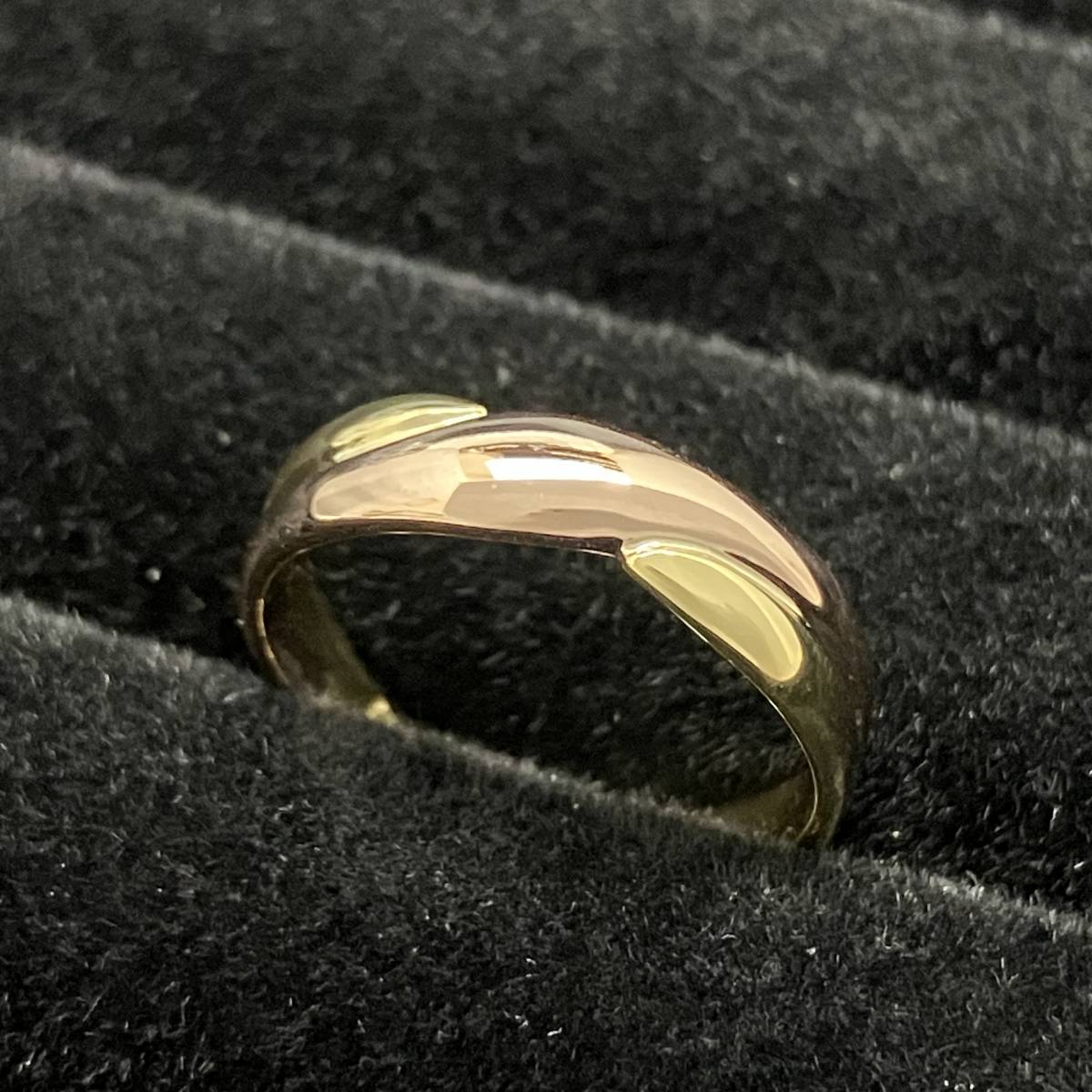 新品仕上済み 2色 デザイン リング K18 750 8号 2.8g 金 ピンク イエロー ゴールド 指輪 ホールマーク 造幣局 刻印 入