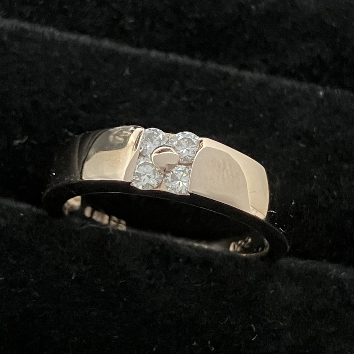 新品仕上済み ダイヤ 0.22ct デザイン リング K18 11号 5.5g 金 ピンク ゴールド 指輪 店舗受取可