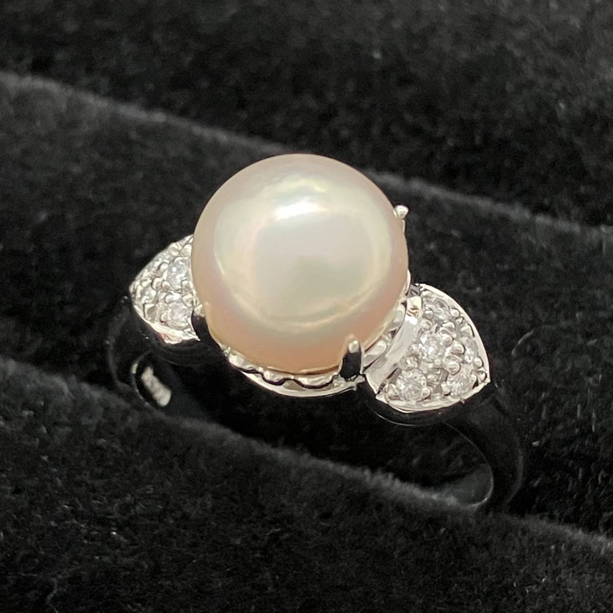 本当に信頼出来る店 新品仕上済み パール モチーフ ダイヤ 0.086ct デザイン リング Pt900 12号 6.5g プラチナ 指輪 その他