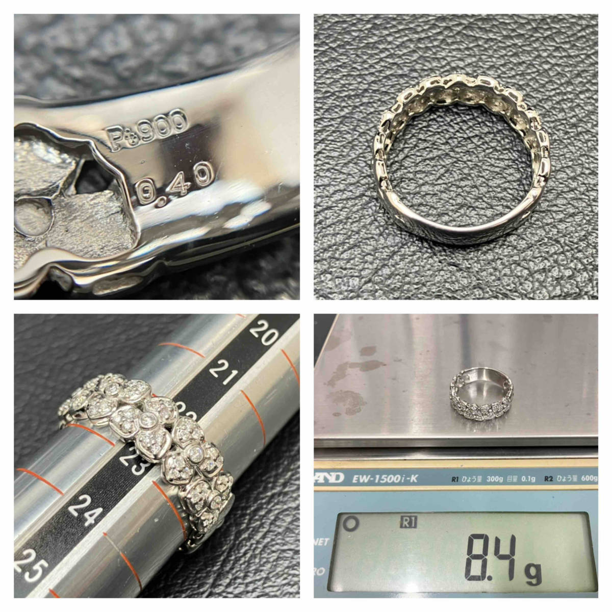 新品仕上済み フラワー モチーフ ダイヤ 0.40ct デザイン リング Pt900 22.5号 8.4g プラチナ 指輪の画像6