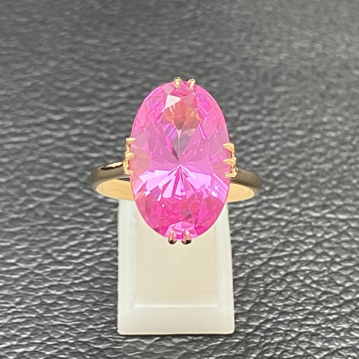新品仕上済み ピンク 石 デザイン リング K18 15号 4.6g 金 イエロー ゴールド 指輪 店舗受取可の画像2
