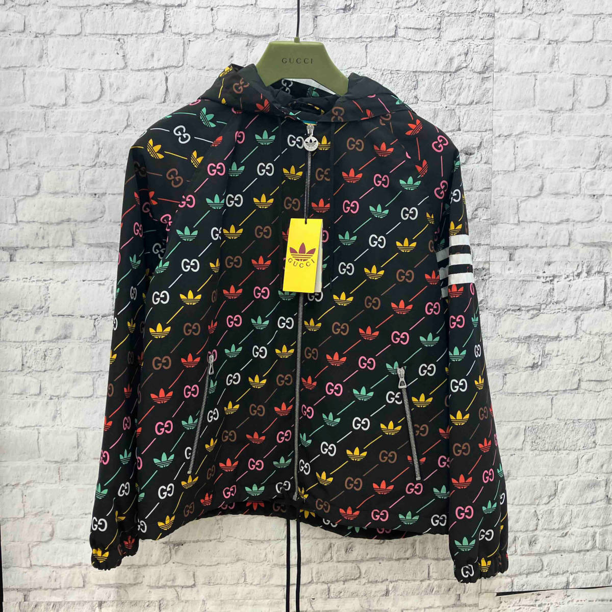 GUCCI adidas GG TREFOIL STRIPE JACKET BLACK MULTICOLOR グッチ アディダス トレフォイル ジャケット 722262 サイズ44