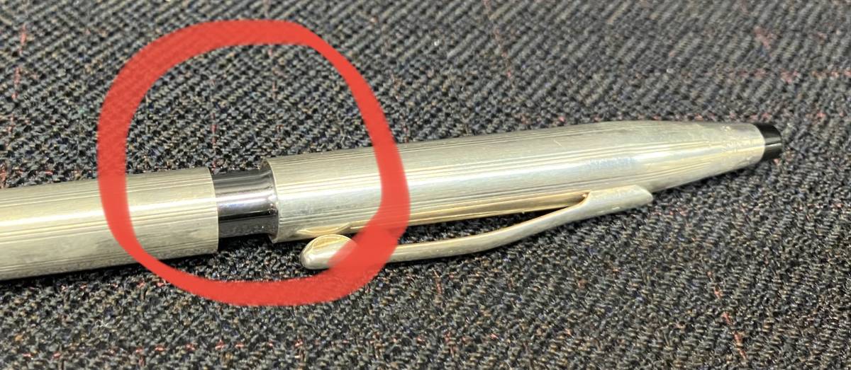 ジャンク【部品欠品】 CROSS クロス ボールペン シルバー製 SV925_部品欠品の為赤丸内離れています。