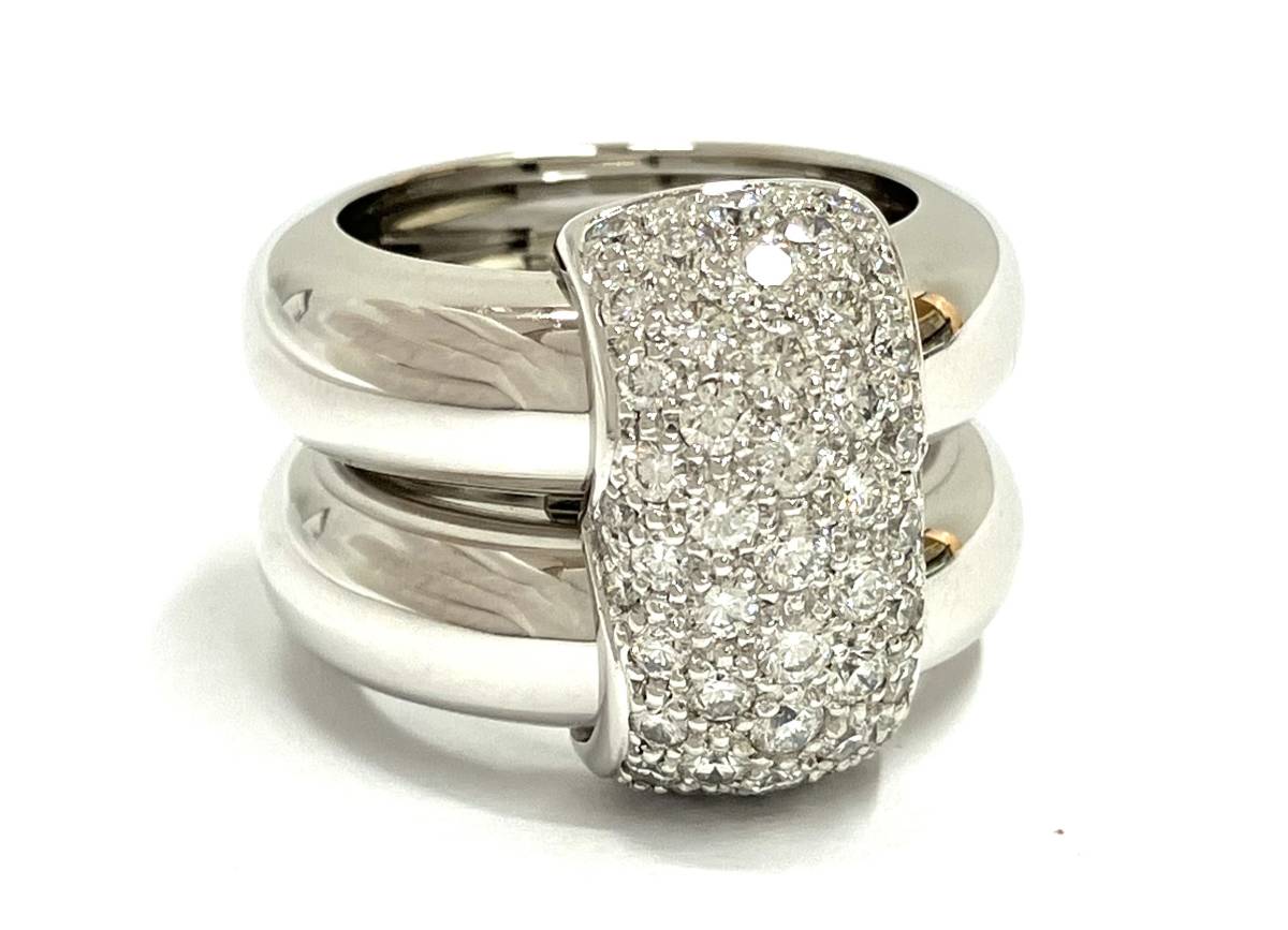 2024春の新作 【新品仕上げ済み】CHAUMET ショーメ K18WG 750デュオ ダイヤリング 指輪 710788 21.0g #8.5 ホワイトゴールド
