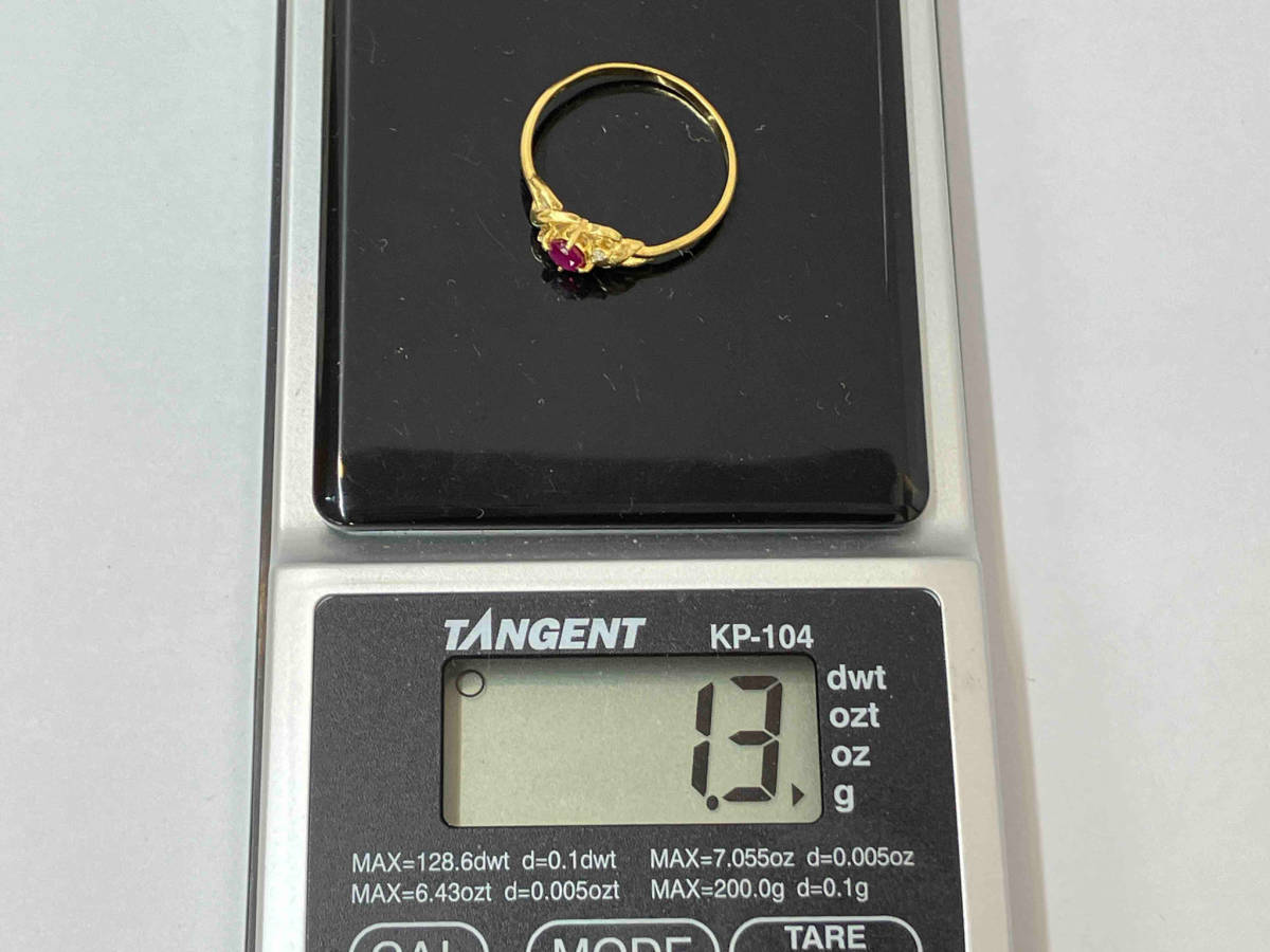 K18 750 ゴールド カラーストーン0.22ct リング 指輪 1.3g ＃11_画像7