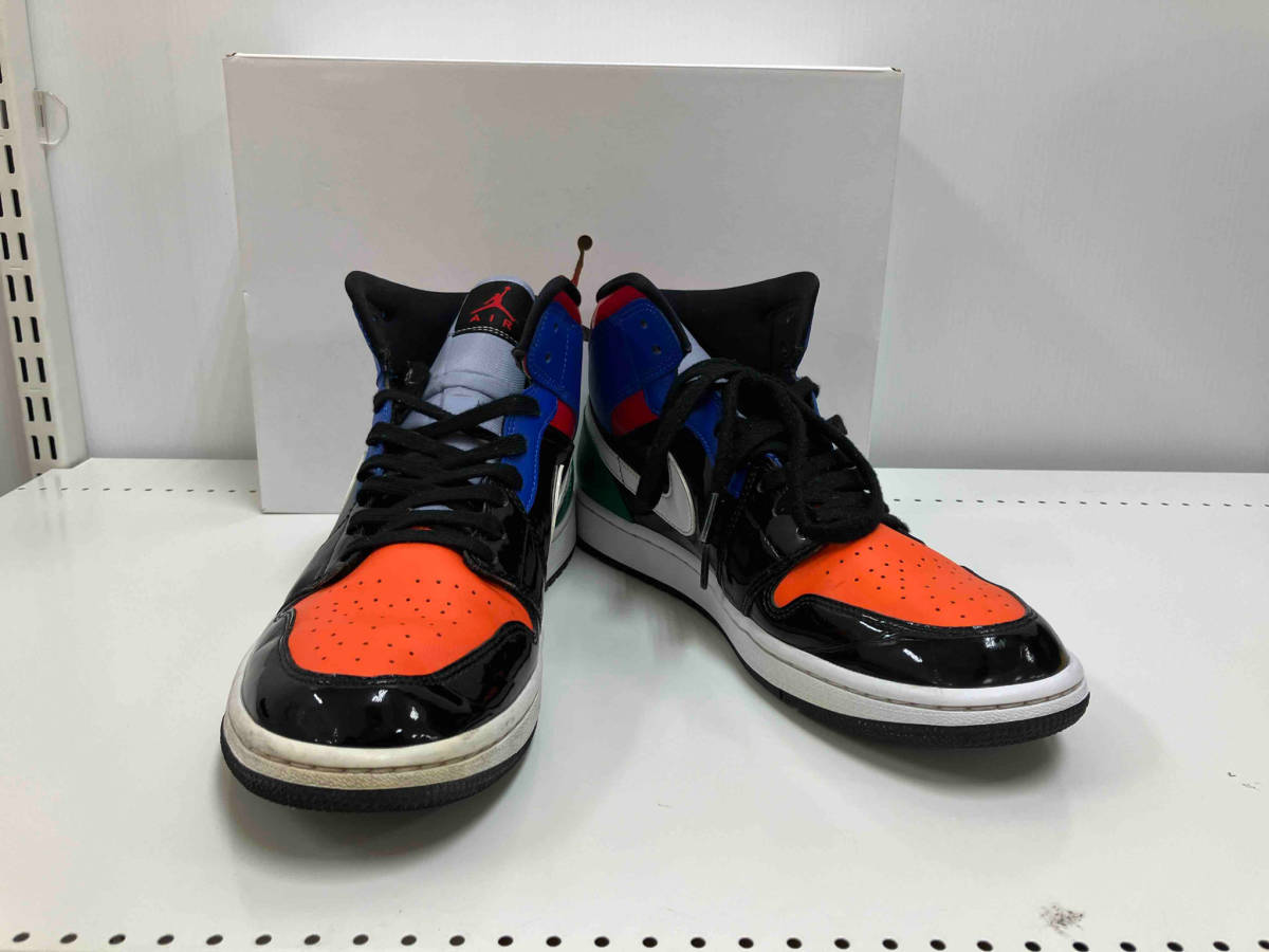 Wmns air Jordan 1 mid patent blend レディース　エアー　ジョーダン　パテント　ブレンド　黒　青　オレンジ　緑　ナイキ nike