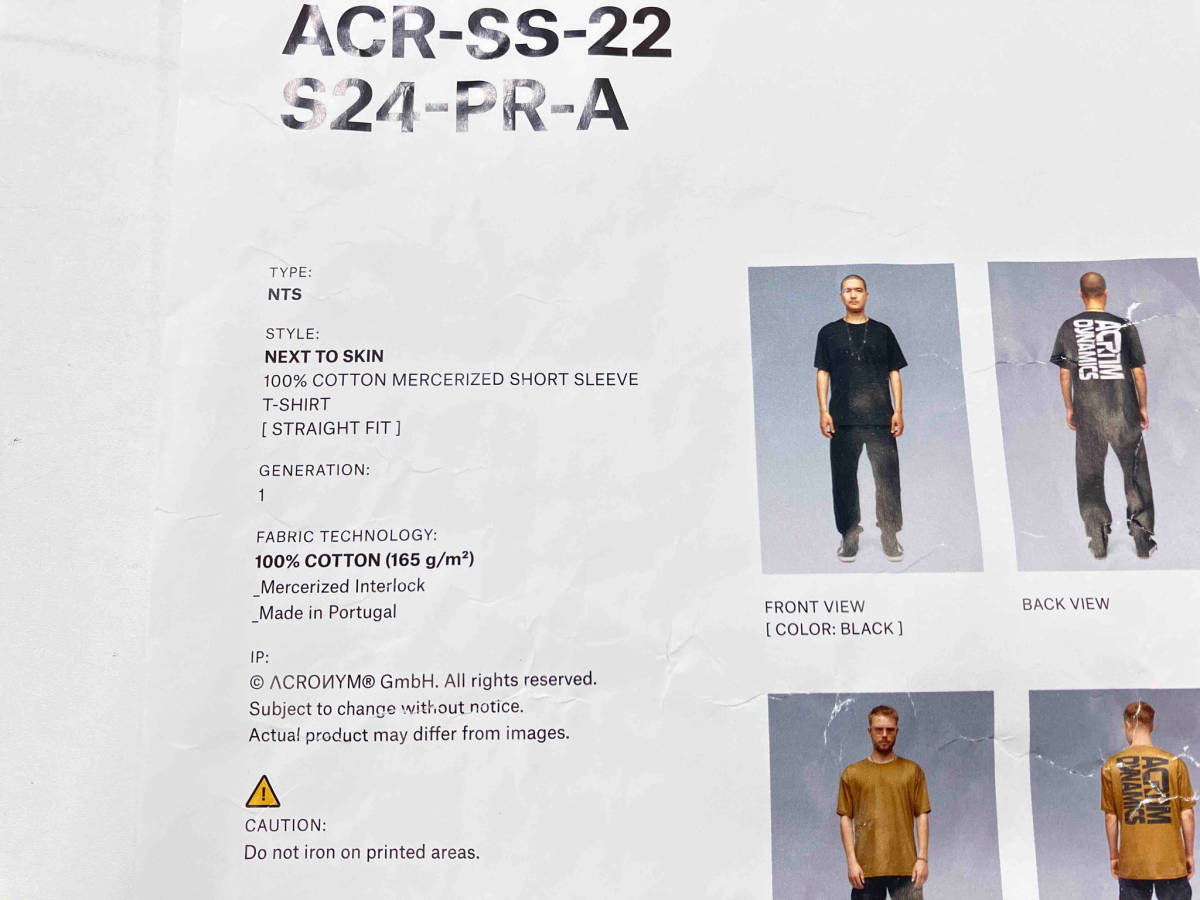 ACRONYM アクロニウム SHORT SLEEVE T-SHIRT DYNAMICS WHITE 半袖Tシャツ S24-PR-A 2022SS 22SS サイズS_画像6