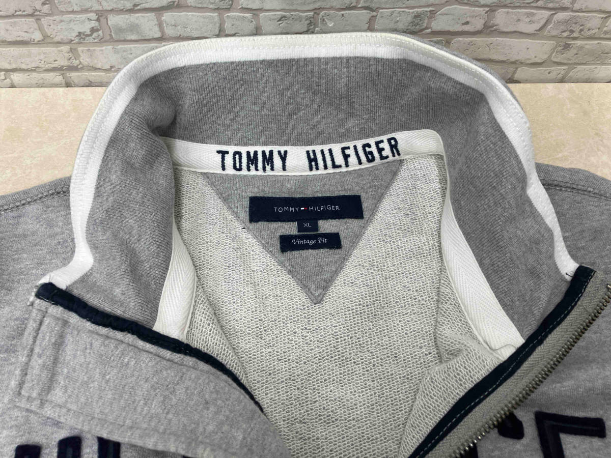 TOMMY HILFIGER トミーヒルフィガー ロゴ スウェット フルジップ ジャケット ヴィンテージフィット XL グレー_画像6