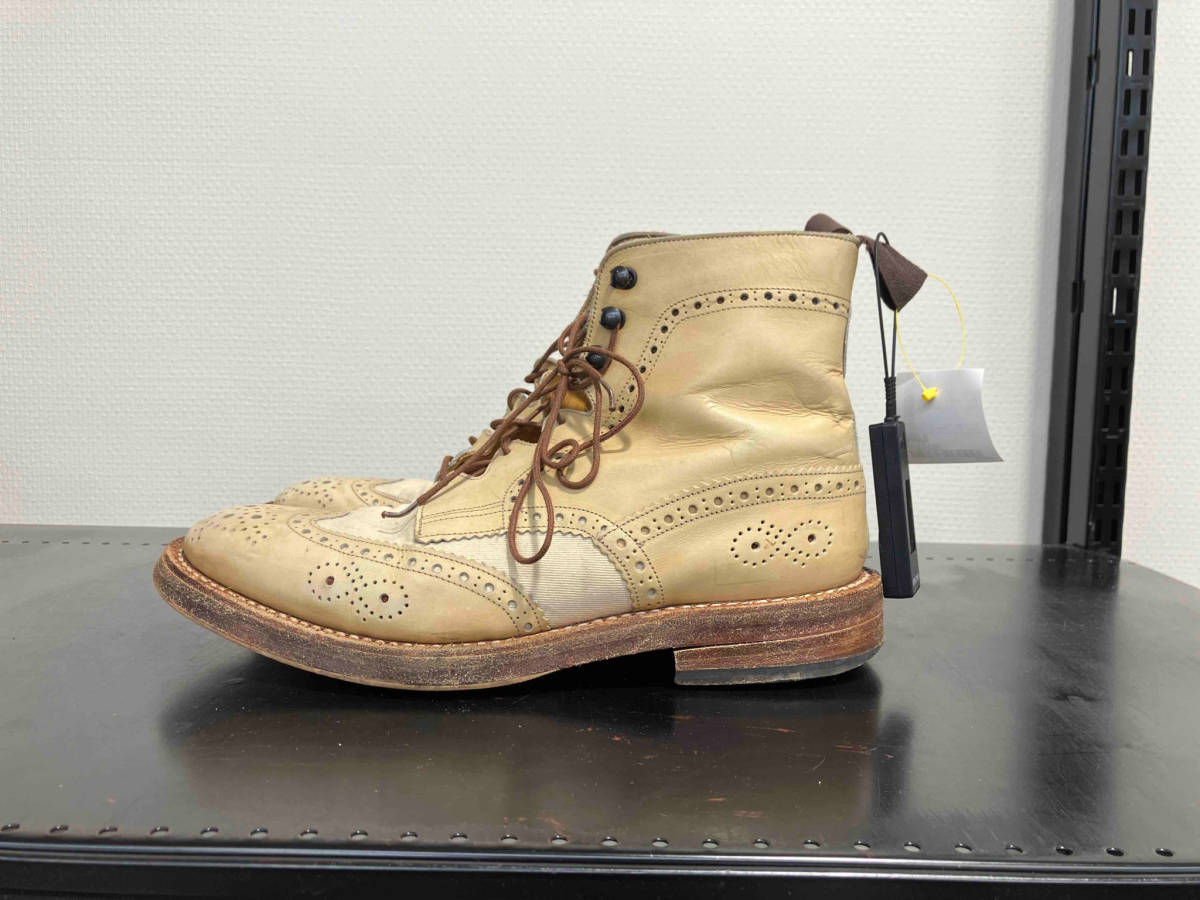 Paul Smith ポールスミス Tricker's トリッカーズ カントリーブーツ ウィングチップ ベージュ 8.5 メンズ ブーツ レザーシューズ_画像1