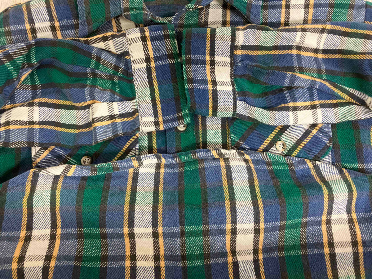 90s FIVE BROTHER ファイブブラザー ネルシャツ ヘビネルシャツ USA製 ブルー×グリーン Lサイズ_画像5