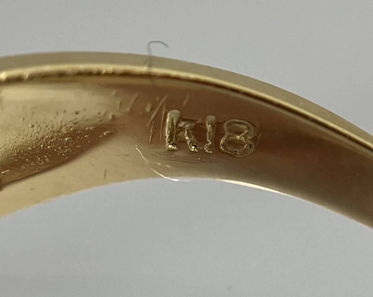 【研磨済】K18 13号 2.8g ダイヤ付き カラーストーン ゴールド 18金 ダイヤモンド 赤石 リング 指輪 品物のみ