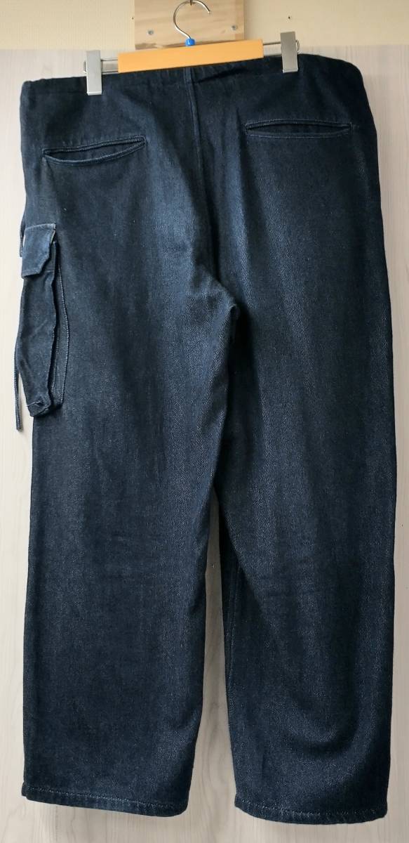 blurhms Washed Denim Side String 5P Pants BHS20F009 ブラームス 綿パン ロングパンツ サイズ3 ネイビー_画像2