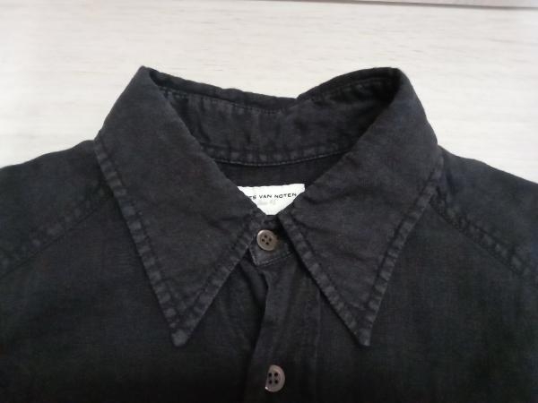 DRIES VAN NOTEN ドリスウ゛ァンノッテン ライカ期 リネンショートスリーブシャツ 46 ブラック 店舗受取可_画像3
