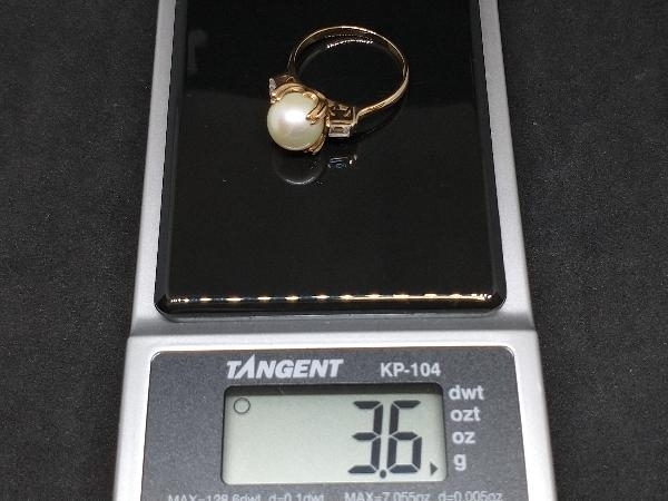 K18 18金 YG パールデザイン リング 指輪 イエローゴールド 3.6g #12の画像7