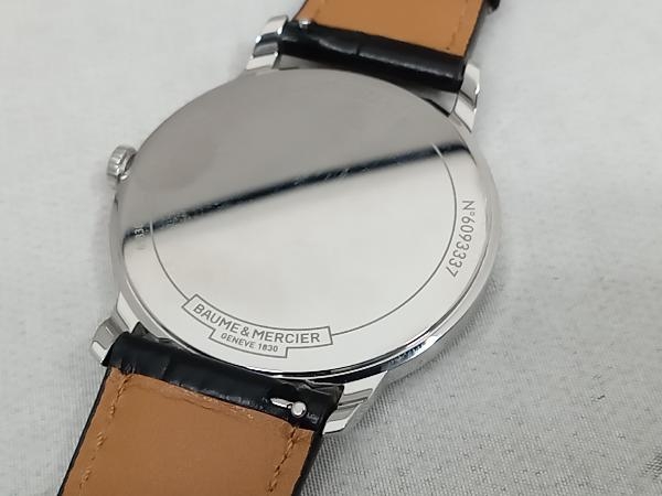 BAUME＆MERCIER 6093337 腕時計 ボームアンドメルシエ グレー 革ベルト 箱有り クォーツ_画像4