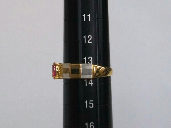 K18／Pt900 イエローゴールド プラチナ 天然ピンクトルマリン ＃13.5 D0.02ct 3.7g リング 指輪 アクセサリー ソーティング付き