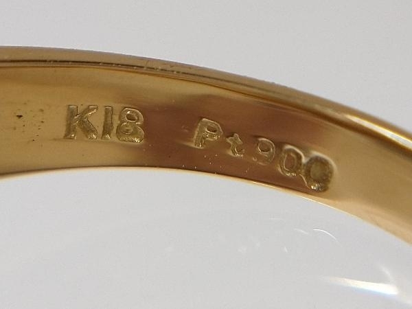 K18ゴールド Pt900プラチナ D0.18ct リング 総重量約4.3g サイズ約10.5号 指輪の画像6