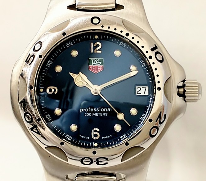 【1円スタート】タグ・ホイヤー TAG HEUER WL1112 PQ2001 キリウム プロフェッショナル 青文字盤 デイト 3針 クォーツ メンズ 腕時計の画像1